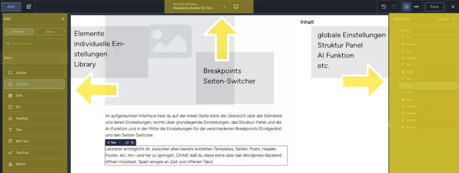 Breakdance WordPress Interface